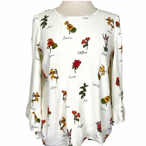Philosophy Tops - PHILOSOPHY Botanical Print Top with Bell Sleeves